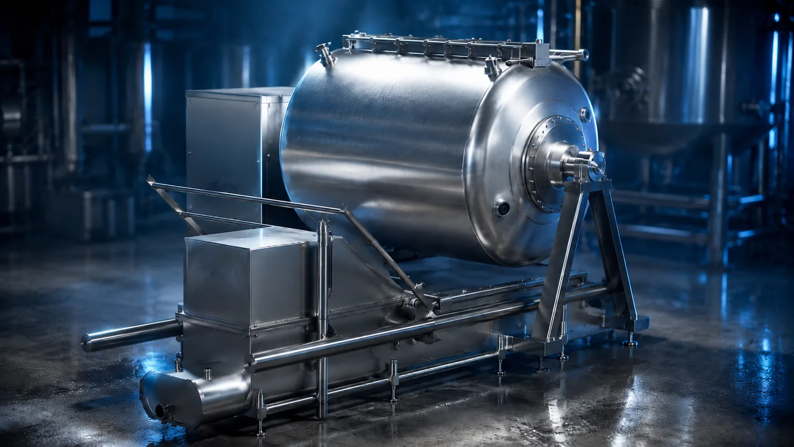Horizontaler Edelstahl-Druckkessel mit zentralem Schauglas, Continuous Butter Maker